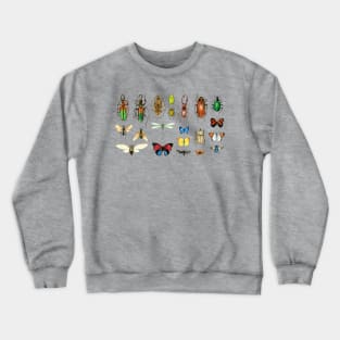 The Usual Suspects - insects on white - watercolour bugs pattern Crewneck Sweatshirt